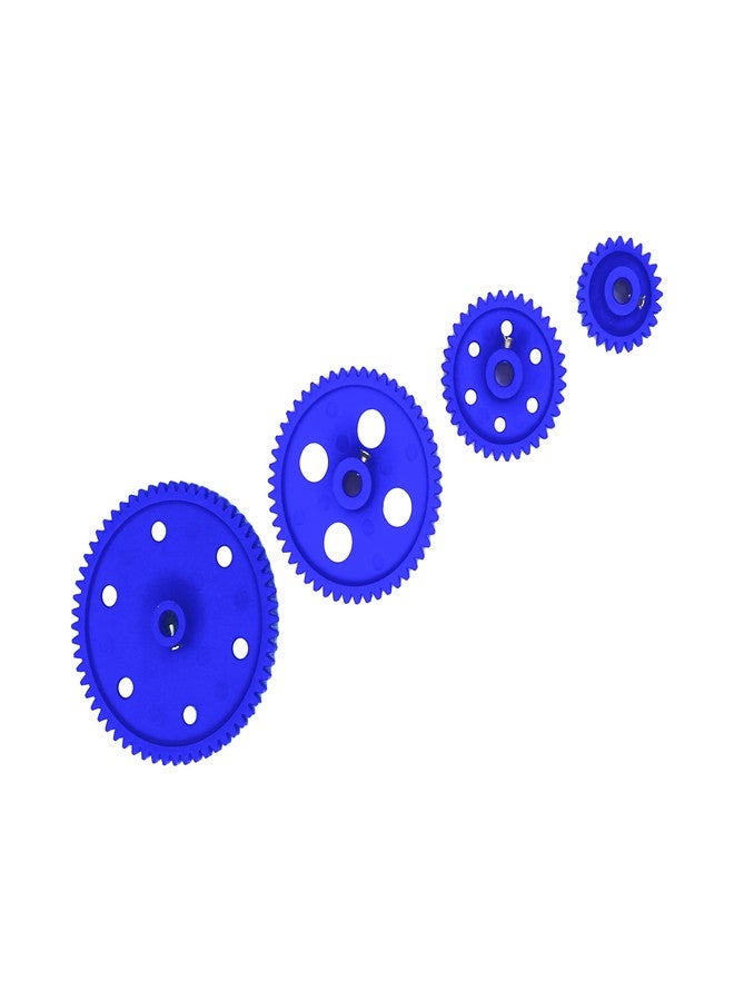 إلكترونيك سبايسس مجموعة تروس إلكترونية مكونة من 4 قطع، 61 سنًا + 50 سنًا + 36 سنًا + 26 سنًا، عجلات بلاستيكية زرقاء للمشاريع الإلكترونية والمدرسية (أزرق، 4) - Image 3